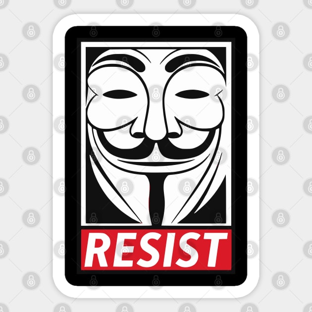 Resist - Anonymous Sticker by UrbanLifeApparel